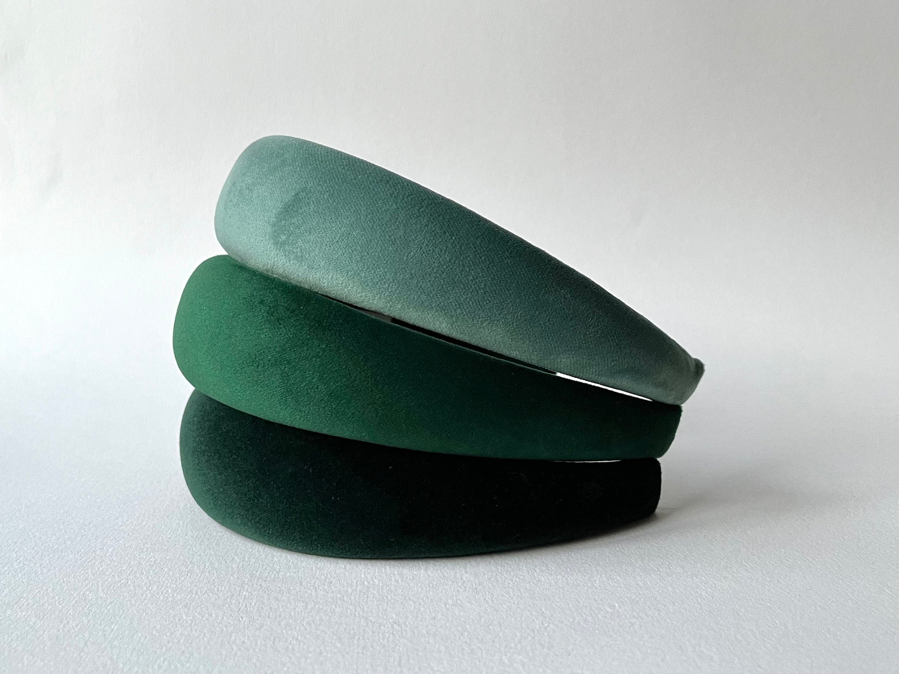 Cerchietto in velluto verde per donna e ragazza, Cerchietto per capelli, cerchietto donna modello bombato imbottito idea regalo per mamma