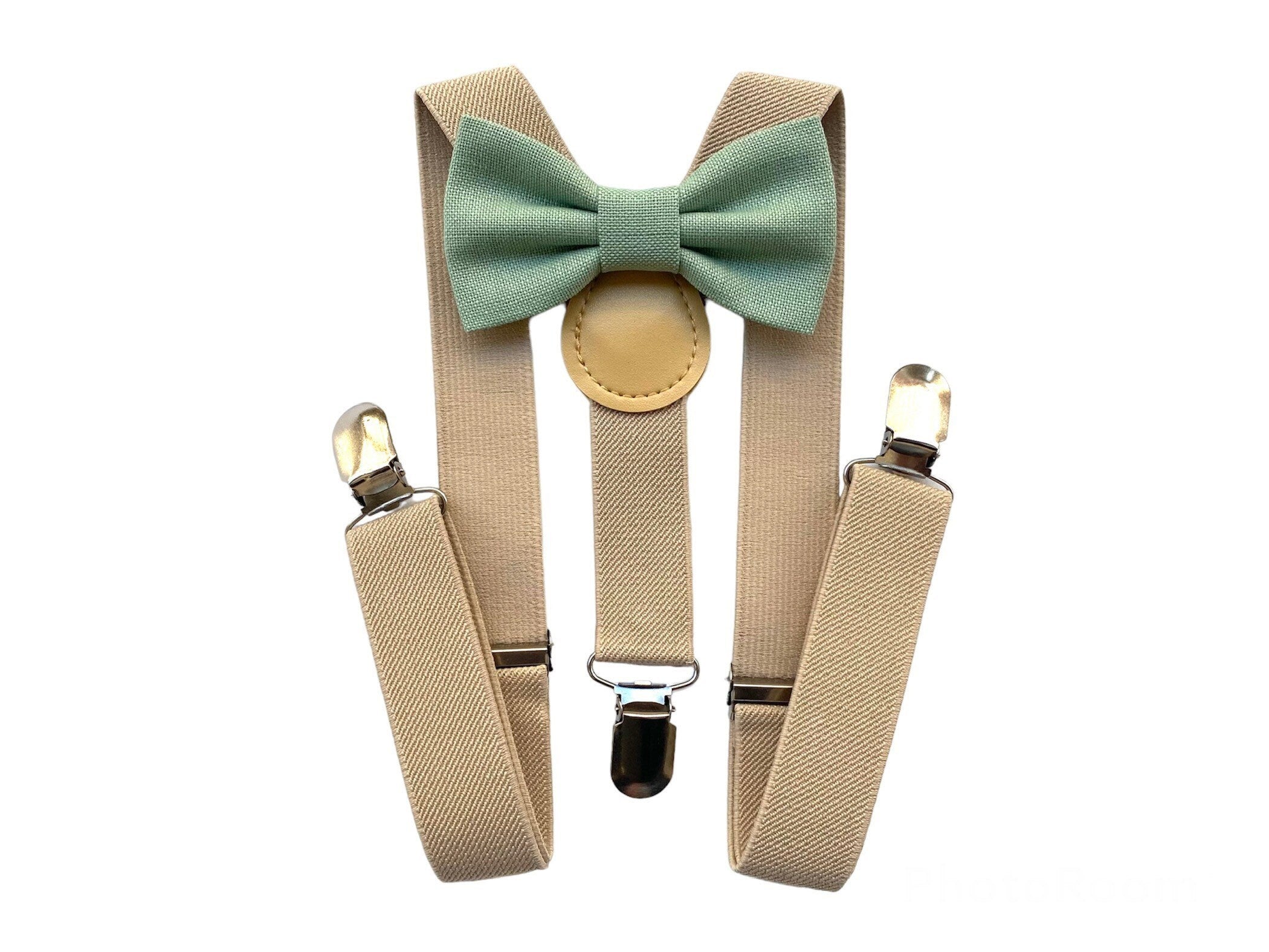 Papillon verde salvia e bretelle beige per bambino,farfallino verde per bambino,bretelle per paggetto matrimonio,bretelle bimbo,battesimo