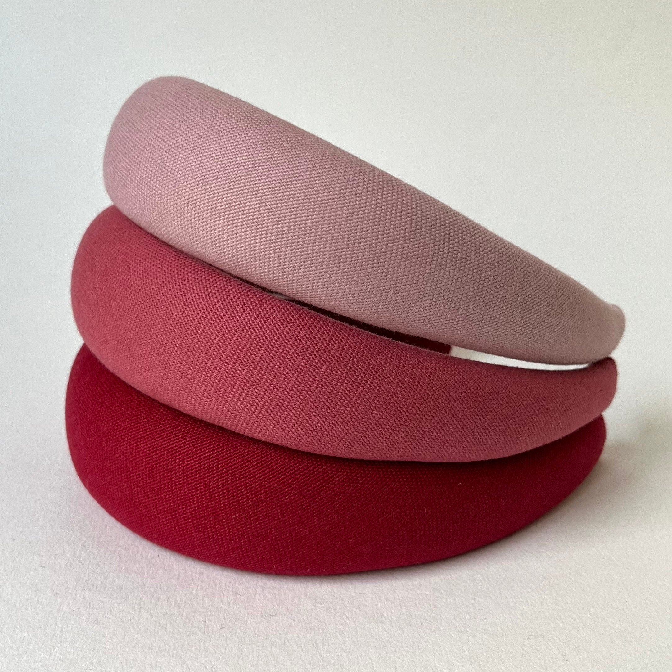 Cerchietto rosa in cotone per donna, cerchietto bordeaux, Cerchietto per capelli modello bombato, cerchietto elegante idea regalo per donna