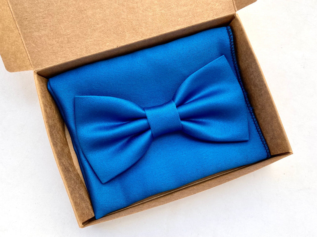 Papillon e fazzoletto blu per uomo,papillon e pochette coordinato sposo,regalo testimoni di nozze,sposi matrimonio 2025 cerimonia inverno