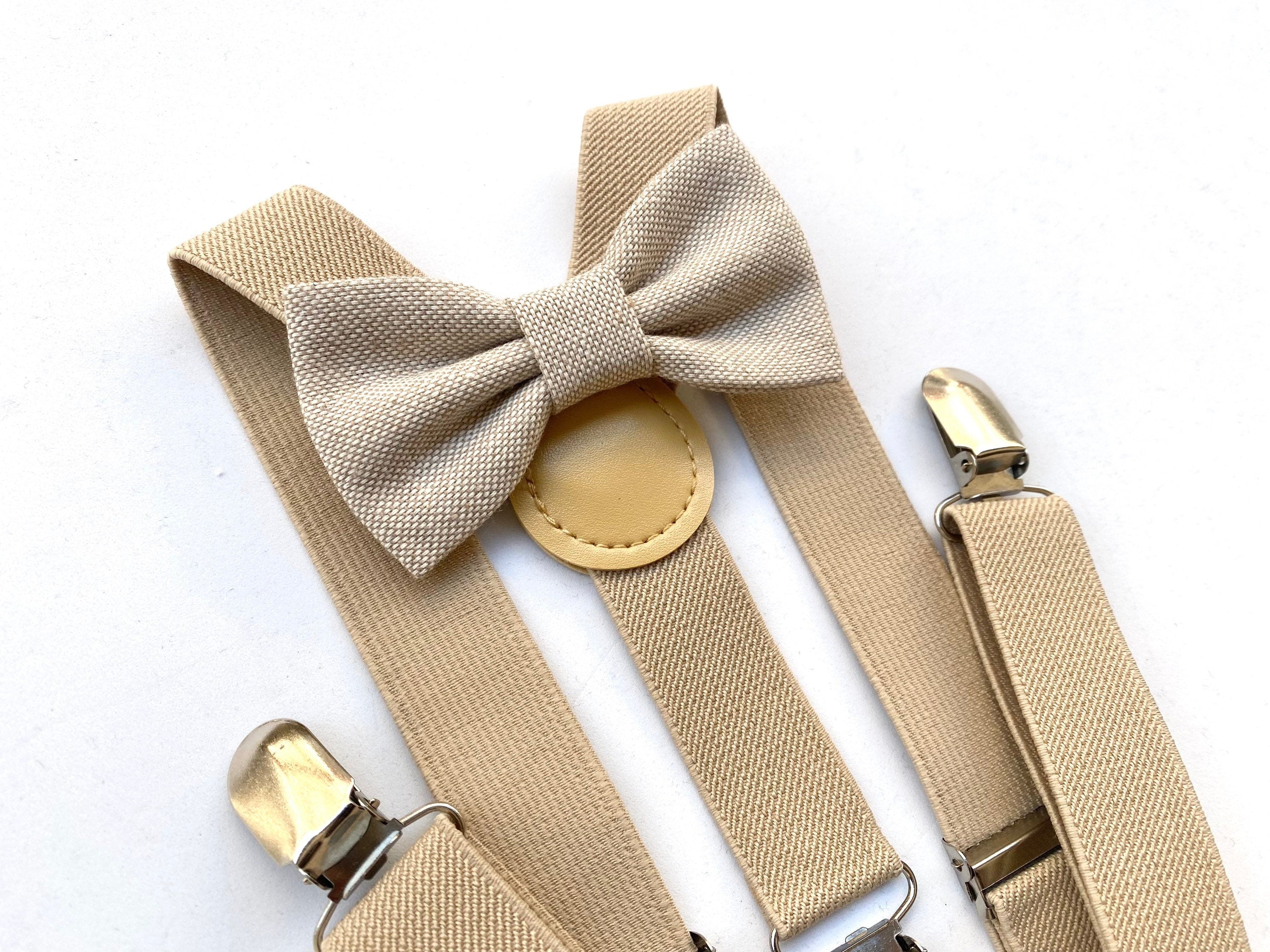 Papillon beige e bretelle beige per bambino,farfallino color beige per bambino,bretelle per paggetto matrimonio,bretelle bimbo per battesimo