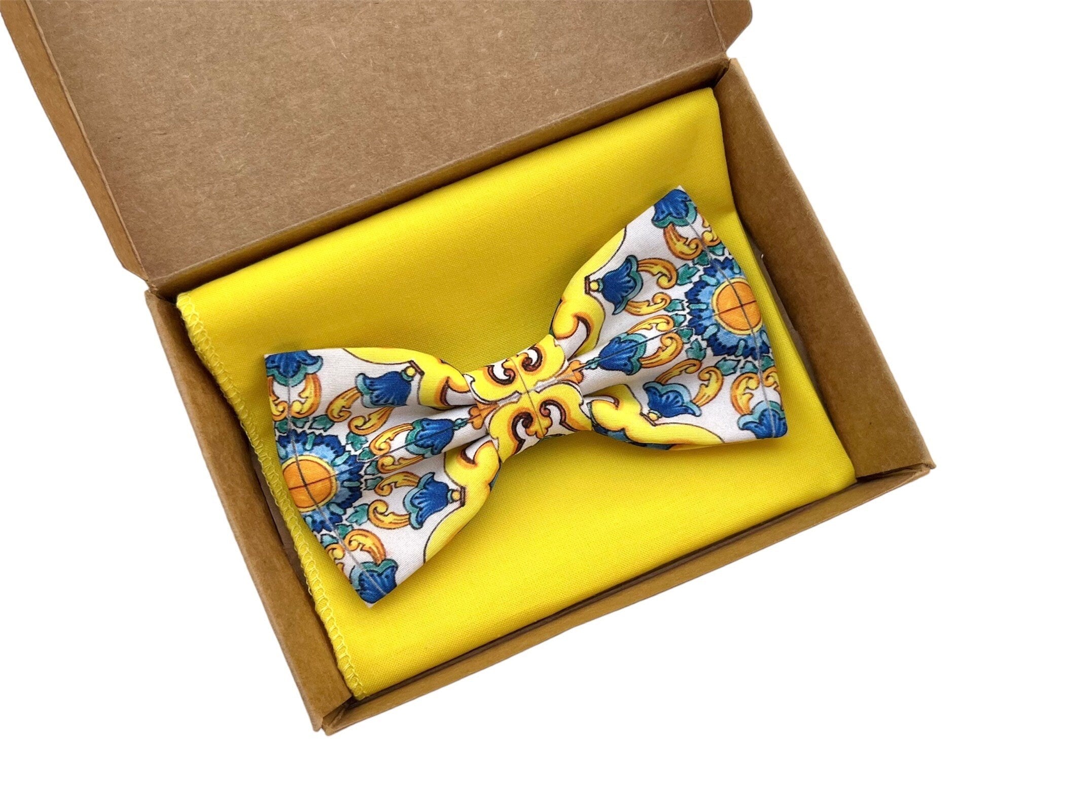 Papillon maiolica napoletana per uomo,cerimonia sposo,matrimonio stile siciliano,matrimonio napoletano,regalo testimoni,maiolica siciliana