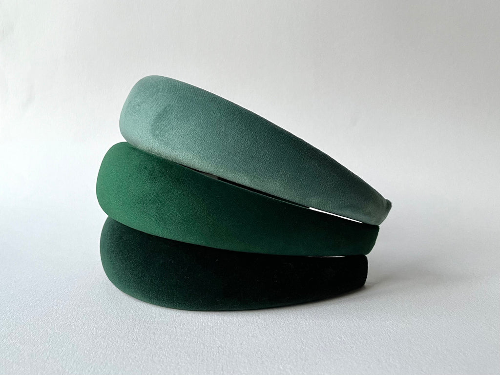 Cerchietto in velluto verde per donna e ragazza, Cerchietto per capelli, cerchietto donna modello bombato imbottito idea regalo per mamma
