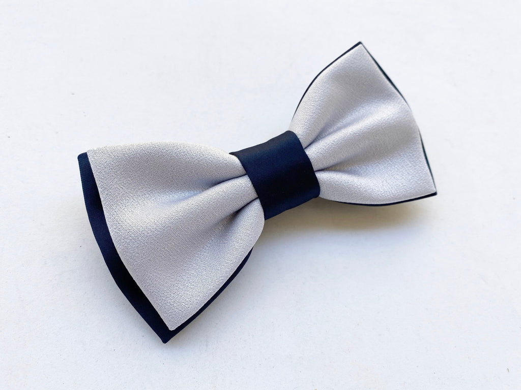 Papillon grigio e blu,papillon elegante per sposo cerimonia uomo 2025,papillon bicolore,farfallino uomo,accessori sposo cerimonia invernale