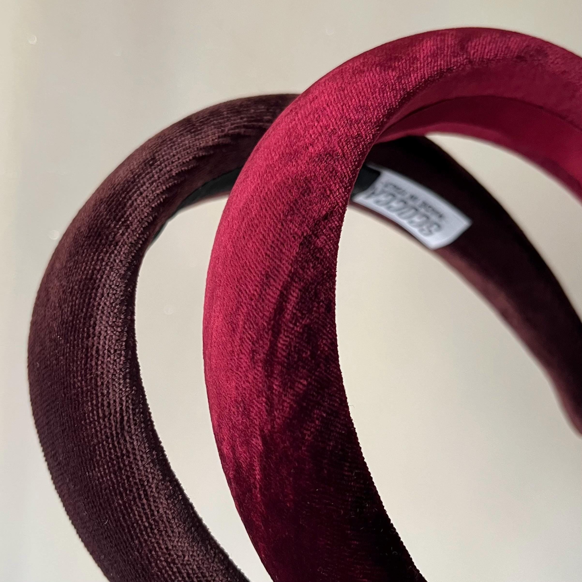 Cerchietto imbottito in velluto per donna,borgogna e marrone bruciato,Cerchietto per capelli modello bombato,cerchietto elegante idea regalo