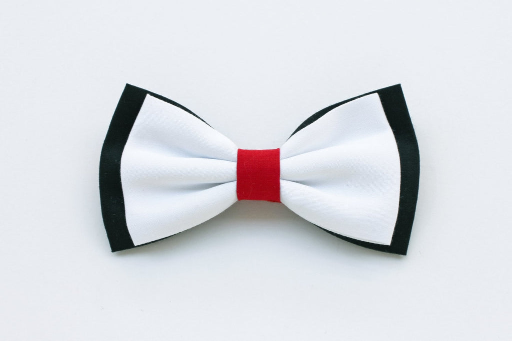 Farfallino per uomo bianco, nero e rosso,papillon elegante per cerimonia, papillon per sposo,cravatta bianco e nero,testimoni sposo,smoking