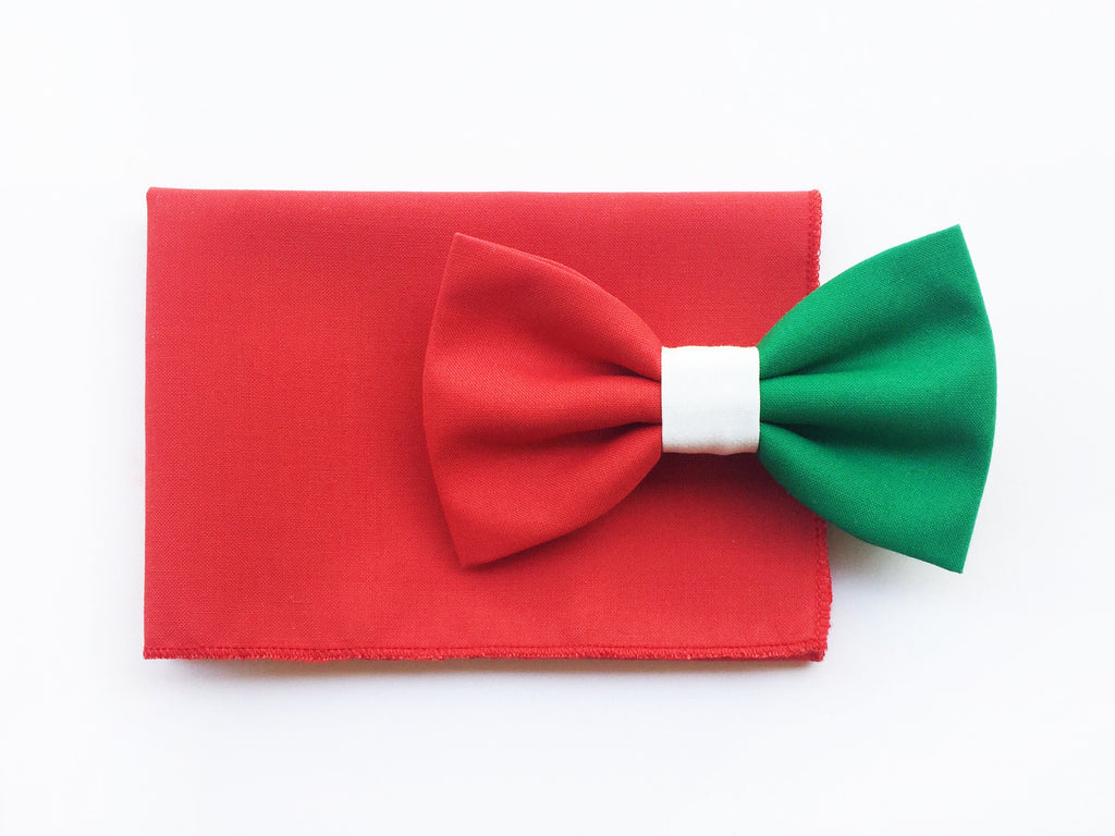 Papillon e pochette verde,bianco e rosso,Farfallino bandiera italiana,idea regalo per ragazzo,bandiera tricolore italiana,nazionale italiana