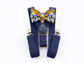 Nœud papillon en majolique de Caltagirone et bretelles bleues pour garçon, nœud papillon de cérémonie pour garçon, bretelles bleues pour garçons d'honneur de mariage, bretelles pour bébé