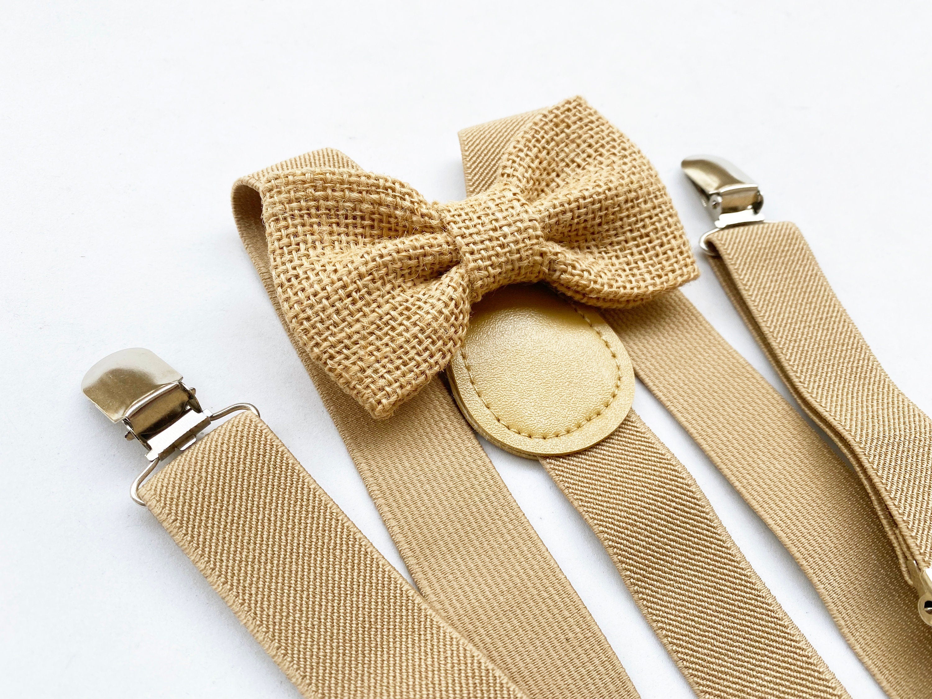 Papillon juta e bretelle beige per bambino,bretelle beige per paggetto matrimonio 2023,bretelle bimbo,battesimo,cerimonia,idea regalo bimbo