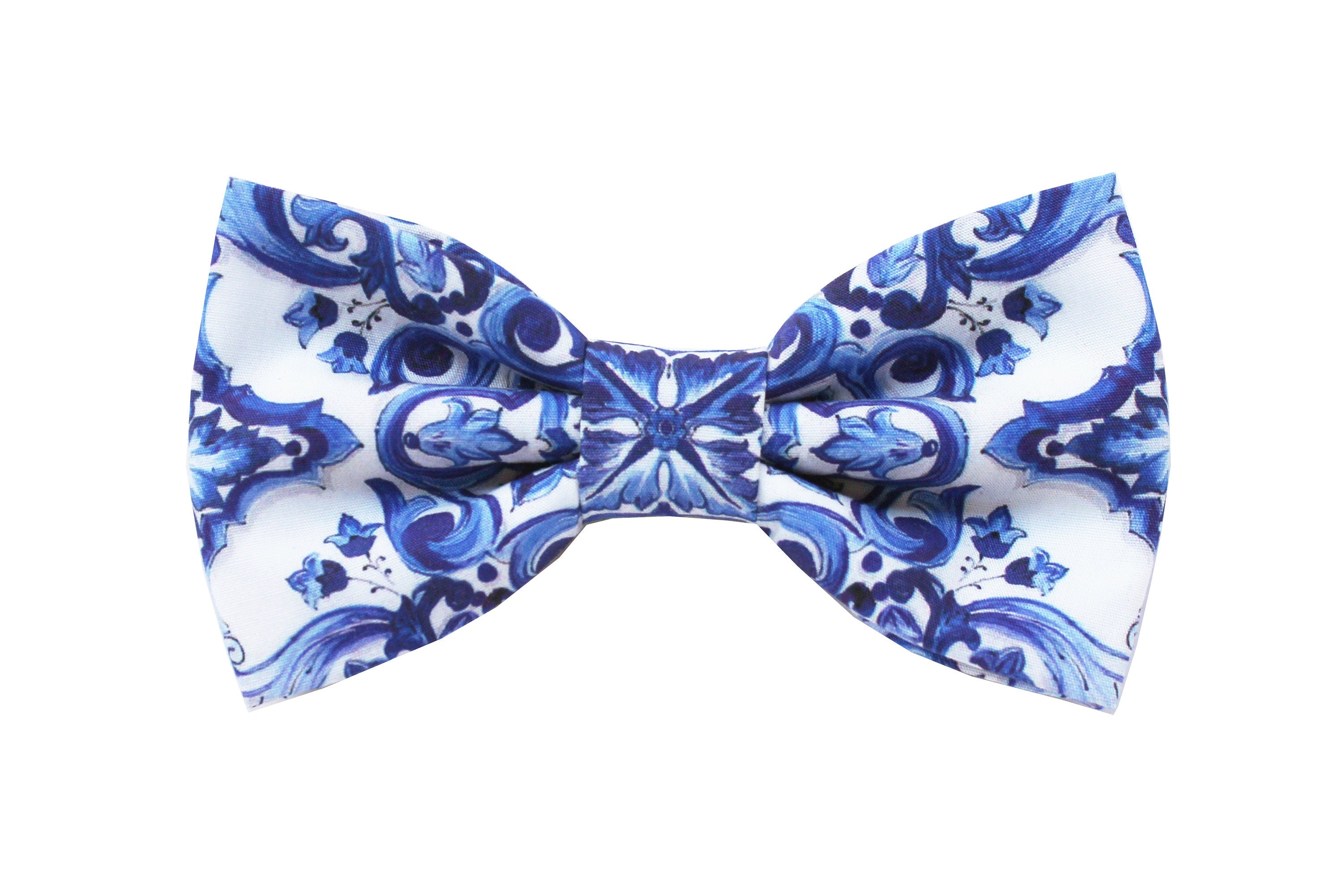 Papillon maiolica blu per uomo,papillon blu stampa floreale,matrimonio 2025,matrimonio shabby chic,testimoni,tessuto a fiori,stile siciliano