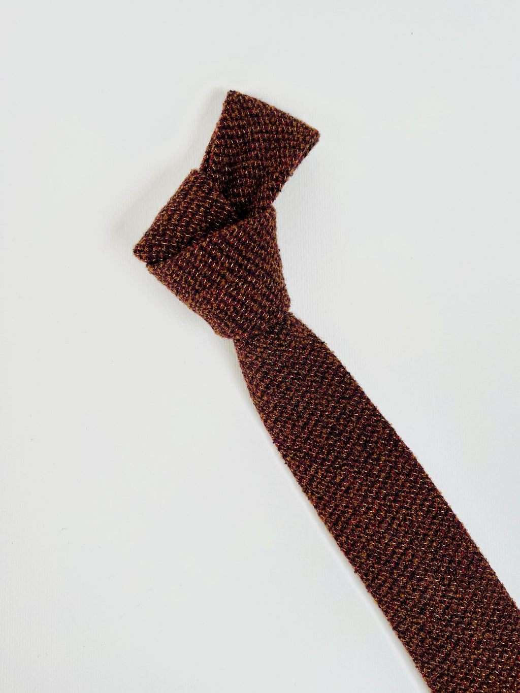 Cravatta per uomo, in lana marrone bruciato e ruggine principe di Galles, cravatta invernale, cravatte uomo,idea regalo per uomo, sartoriale