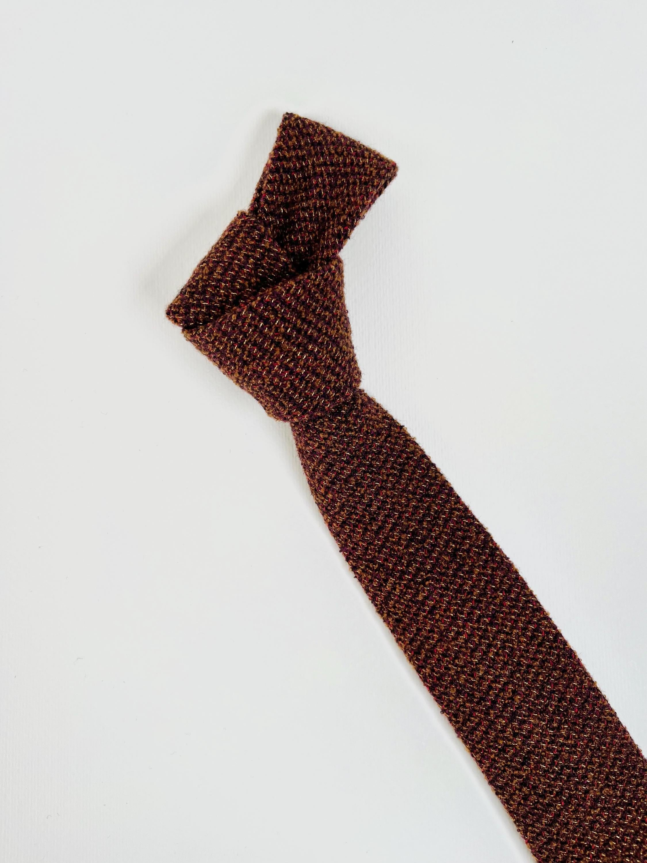 Cravatta per uomo, in lana marrone bruciato e ruggine principe di Galles, cravatta invernale, cravatte uomo,idea regalo per uomo, sartoriale