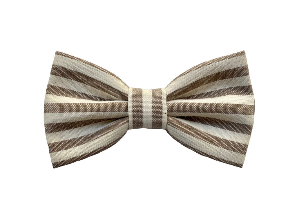 Papillon a righe per Uomo,tortora e beige a strisce, tessuto di cotone,Cravatta Papillon per matrimonio estate,regalo testimoni di nozze