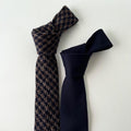 Cravate homme en laine pied-de-poule unie bleu et marron, cravate hiver, cravate homme, idée cadeau pour lui, cadeau homme