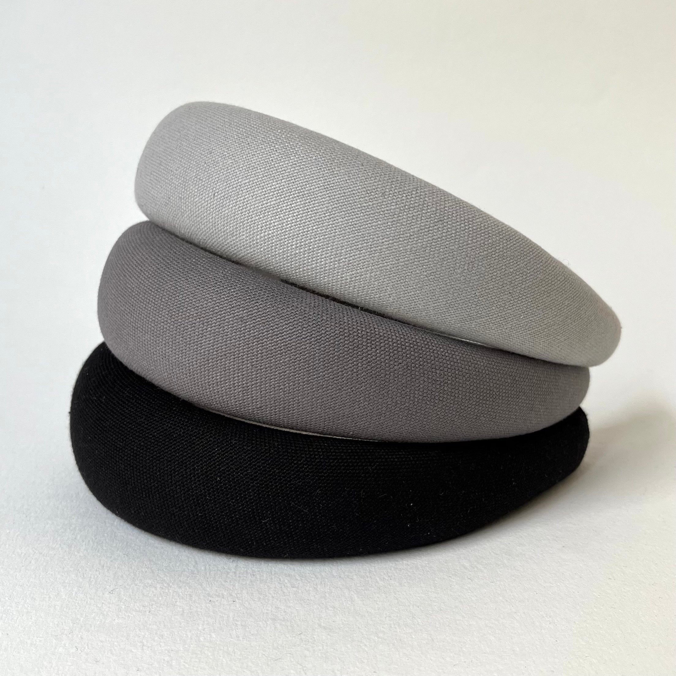 Cerchietto per capelli nero, grigio chiaro, cerchietto bombato, cerchietto per capelli sposa, accessori femminili,accessori da donna,per lei
