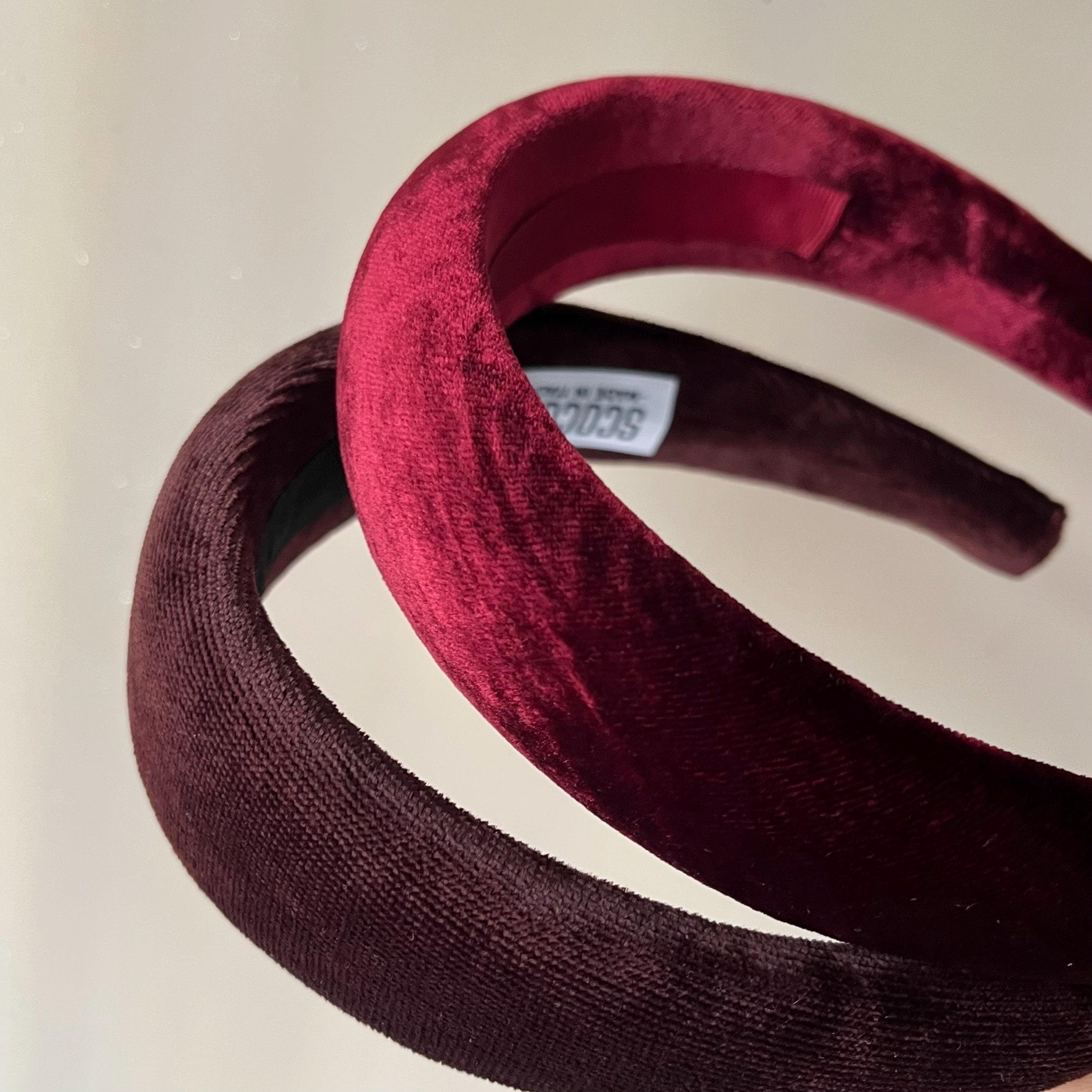 Cerchietto imbottito in velluto per donna,borgogna e marrone bruciato,Cerchietto per capelli modello bombato,cerchietto elegante idea regalo