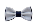 Men's Bow Tie, Gray and Blue - Silk Cady