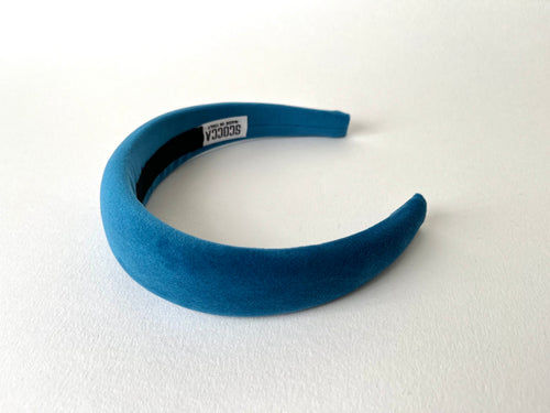 Cerchietto imbottito per donna e ragazza in velluto blu. Cerchietto per capelli, cerchietto bombato,idea regalo per donna