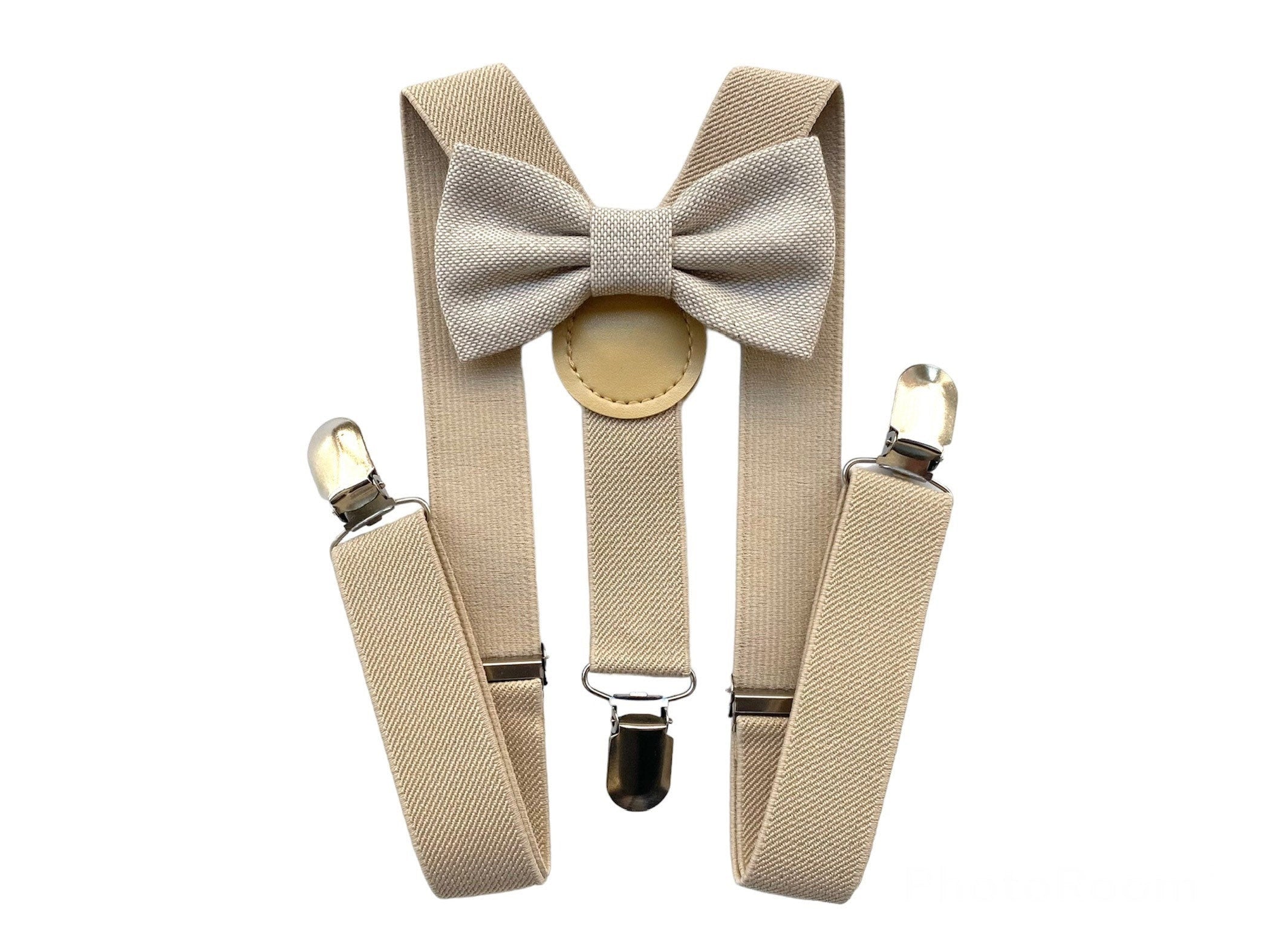 Papillon beige e bretelle beige per bambino,farfallino color beige per bambino,bretelle per paggetto matrimonio,bretelle bimbo per battesimo