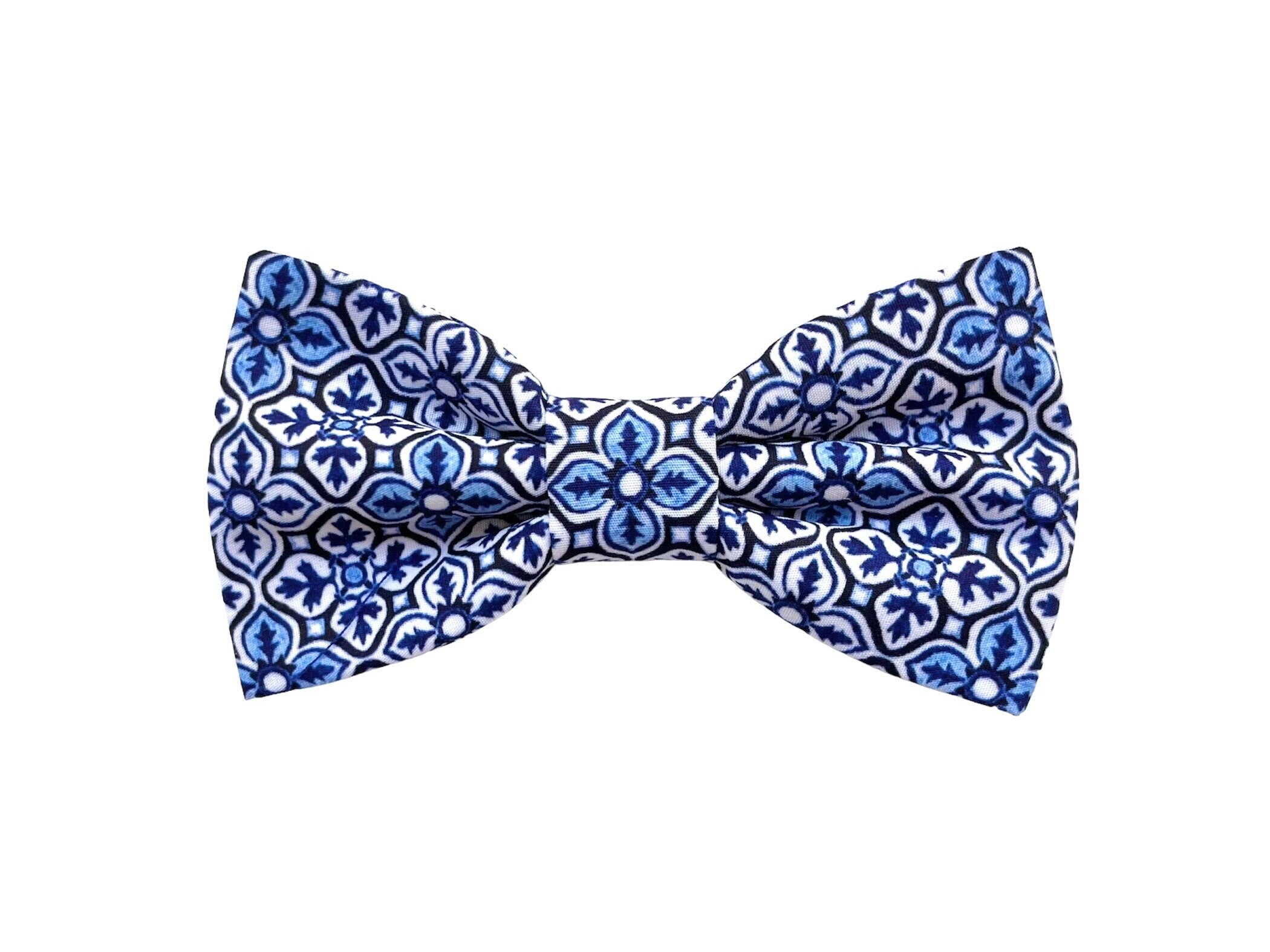 Papillon maiolica blu per uomo, papillon blu stampa floreale,matrimonio 2025,matrimonio shabby chic,testimoni,maiolica blu stile siciliano