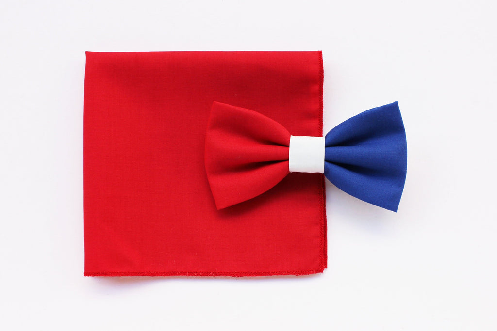 Papillon per uomo rosso,bianco e blu,fazzoletto rosso,blu,idea regalo per uomo,tricolore francese,idee regalo per lui,colori della Francia