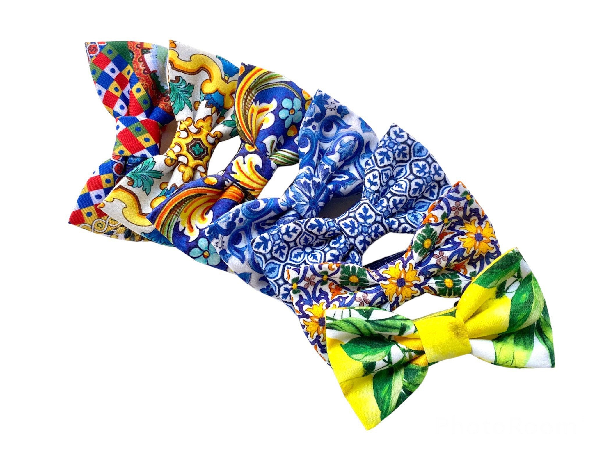 Papillon per Bambino stampa maiolica siciliana,limoni,regalo per bambino,papillon per paggetto,matrimonio a tema sicilia,corredo battesimo