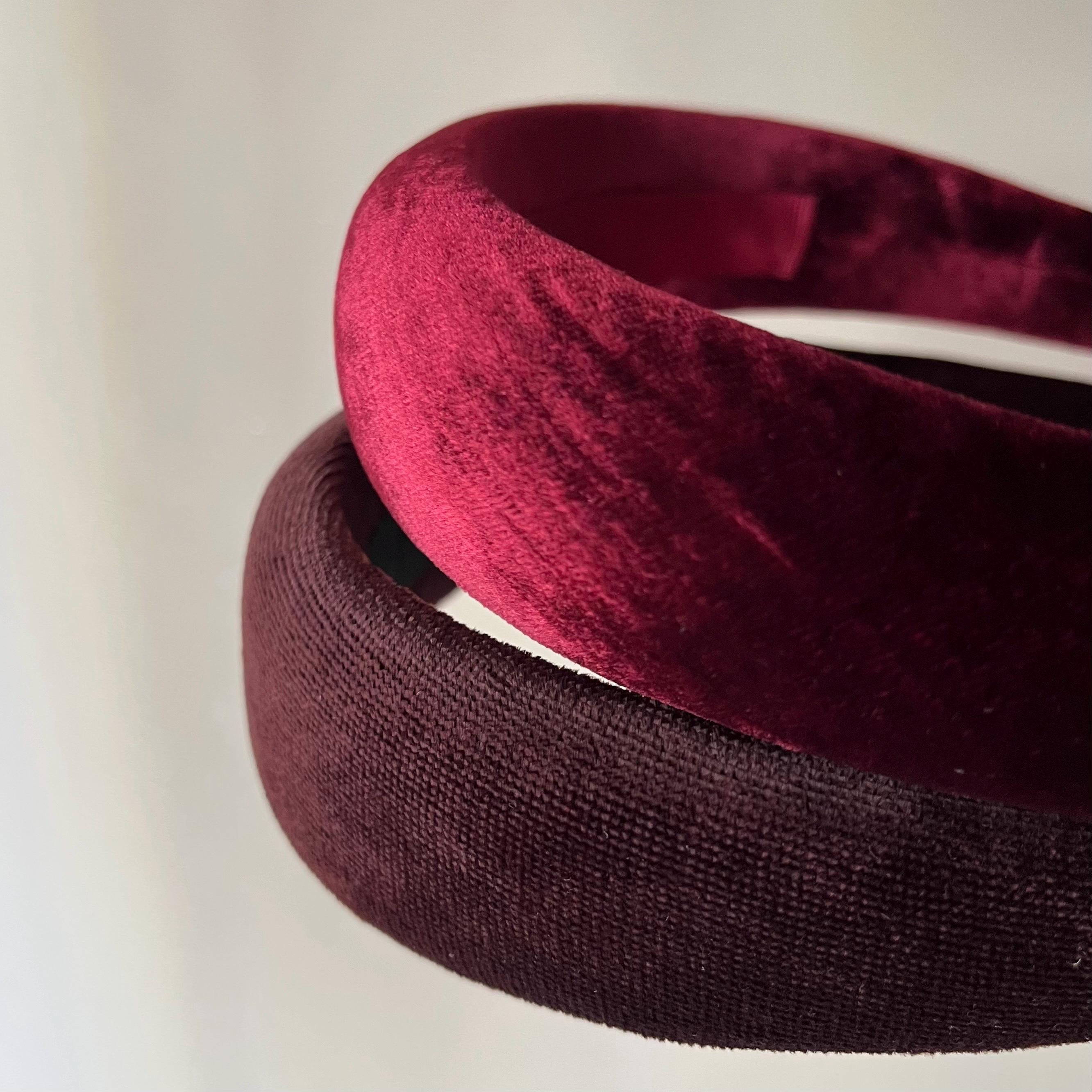 Cerchietto imbottito in velluto per donna,borgogna e marrone bruciato,Cerchietto per capelli modello bombato,cerchietto elegante idea regalo