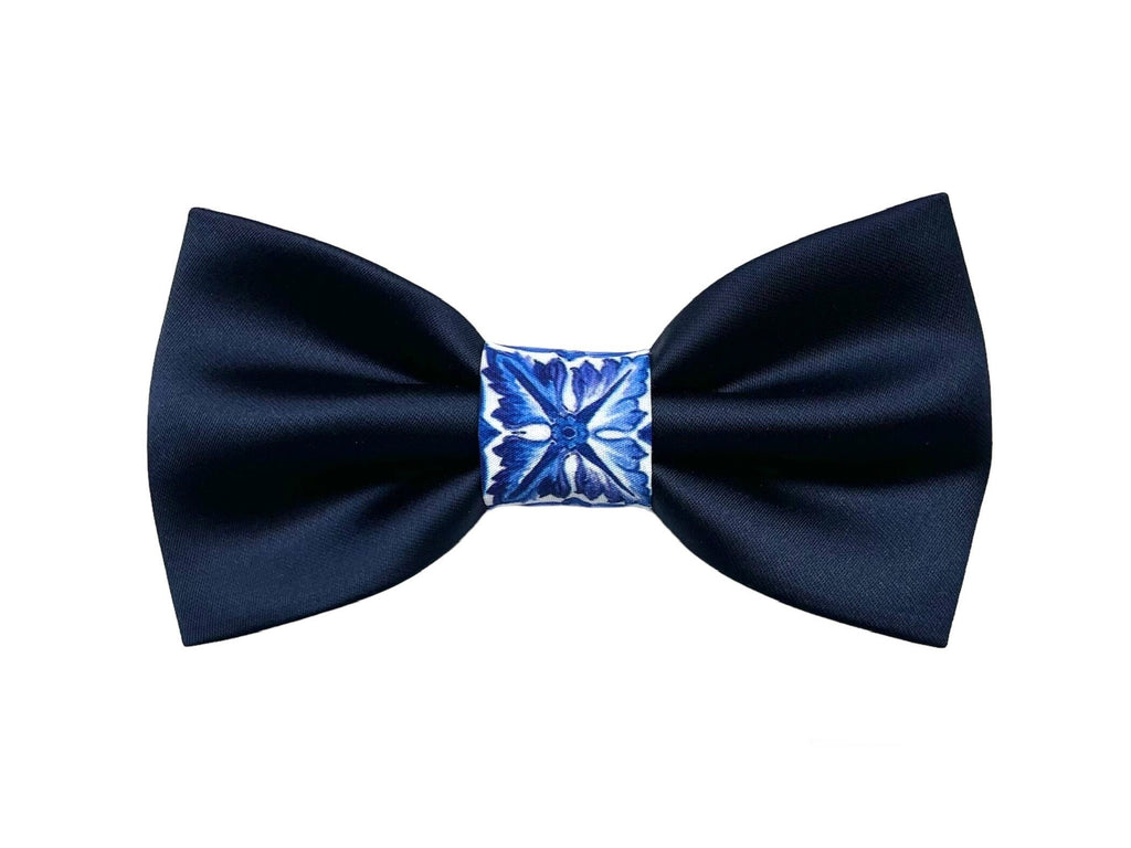 Papillon blu notte e maiolica blu,per uomo elegante,cerimonia uomo 2025 sposo,regalo per testimoni di nozze,tema sicilia,maiolica siciliana