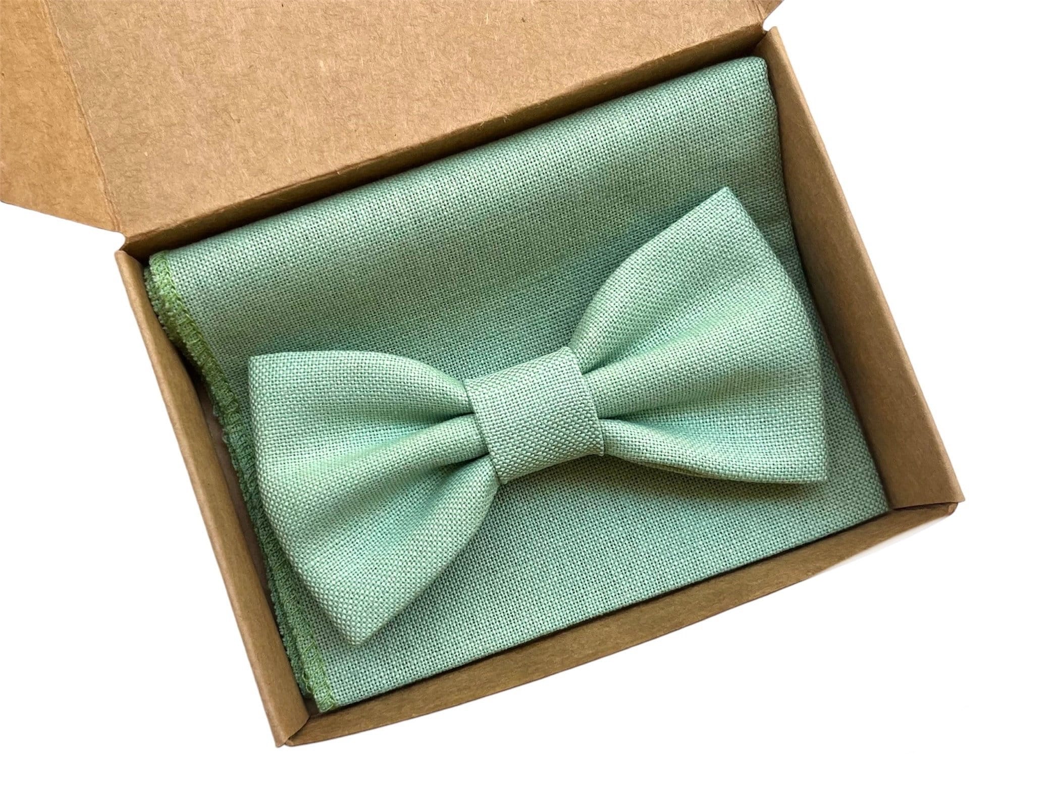 Papillon e pochette uomo verde salvia, papillon per sposo verde lino,cravatta per sposo,testimoni di nozze, farfallino per matrimonio estate