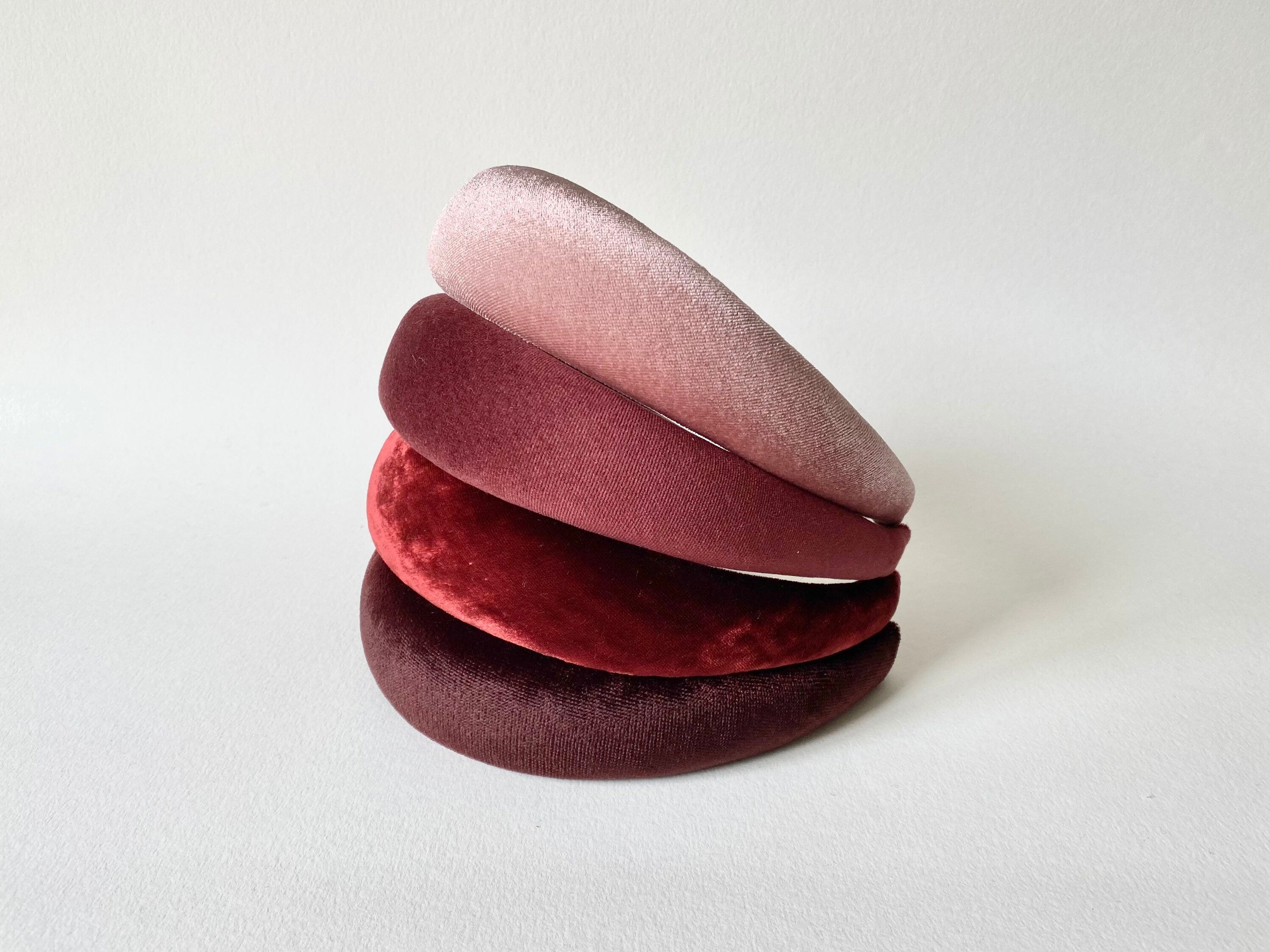 Cerchietto imbottito in velluto per donna. Cerchietto per capelli modello bombato, cerchietto elegante in ciniglia vari colori, idea regalo