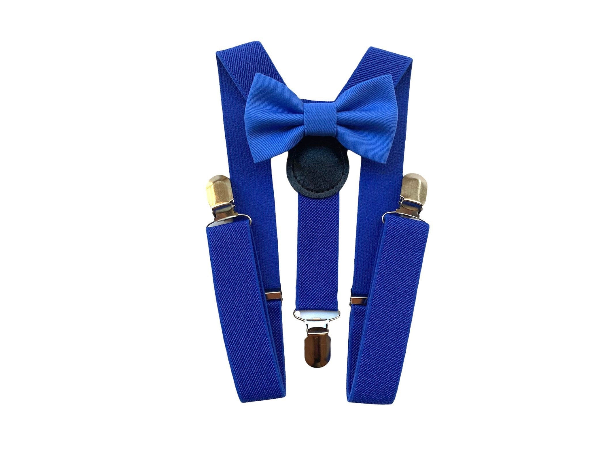 Bretelle e Papillon per bambino blu cobalto,papillon azzurro per bambino cerimonia,bretelle blu per paggetto matrimonio,bretelle bimbo