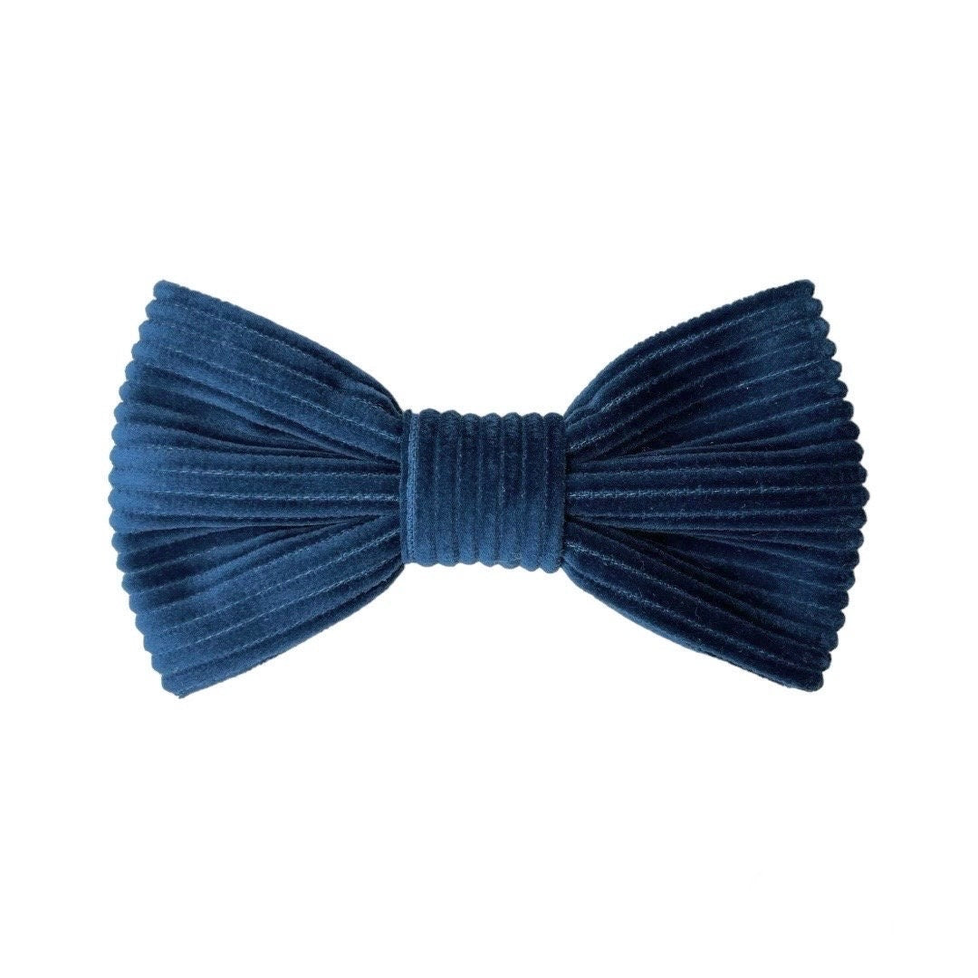 Papillon per uomo blu in lana e velluto a coste, papillon invernale, matrimonio inverno 2024, sposo vintage, idea regalo per uomo, sposo