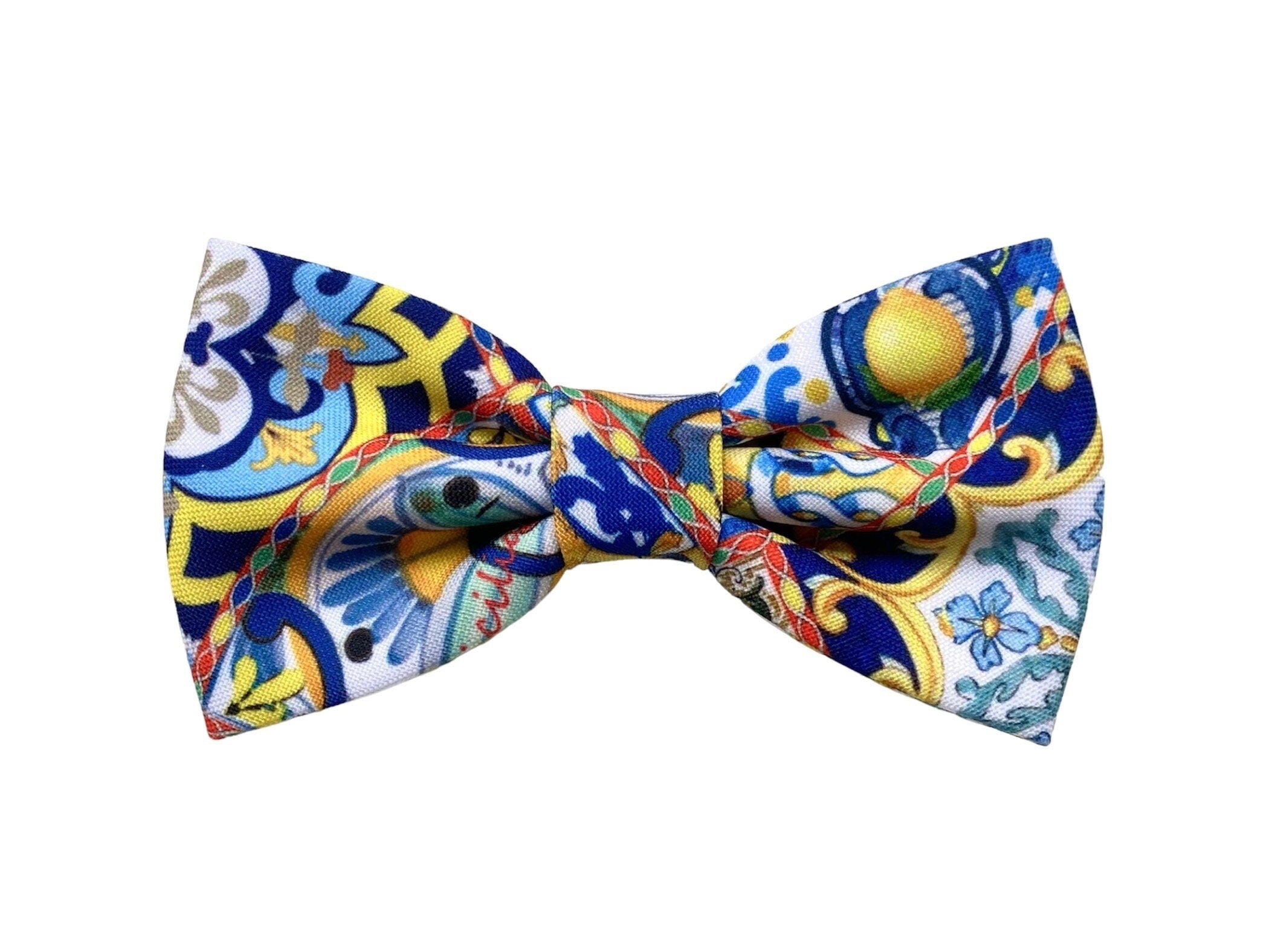 Papillon per uomo stile siciliano maiolica, papillon cerimonia, idea regalo per testimone di nozze,matrimonio stile siciliano,maiolica blu