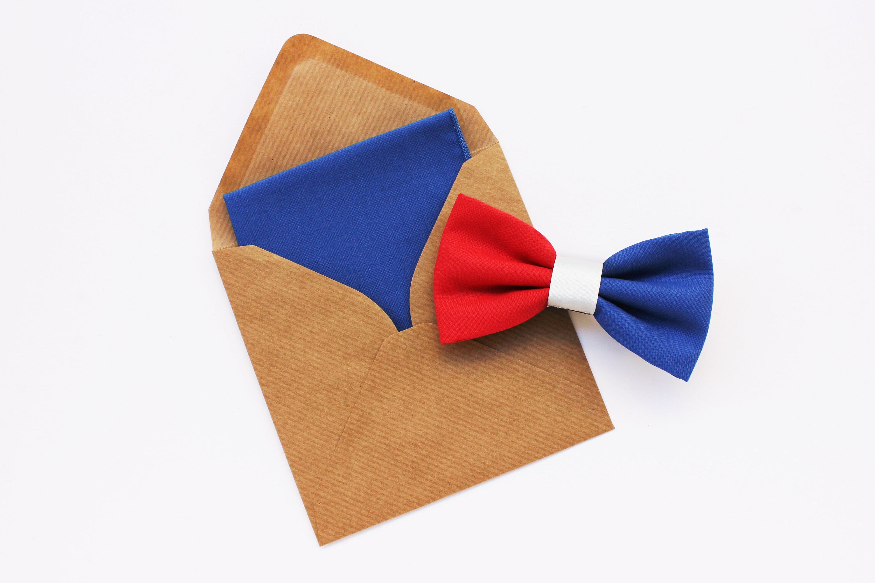 Papillon per uomo rosso,bianco e blu,fazzoletto rosso,blu,idea regalo per uomo,tricolore francese,idee regalo per lui,colori della Francia