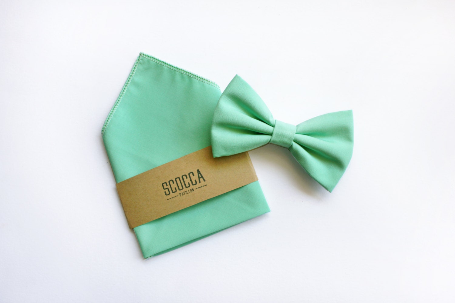 Papillon e fazzoletto per Uomo, verde menta pastello,primavera estate 2020, papillon e pochette coordinato,regalo testimoni sposo, per lui