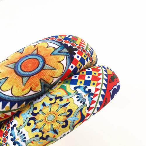 Bandeau rembourré pour femme, tissu à motifs folkloriques siciliens. Serre-tête bombé, tissu personnalisé.
