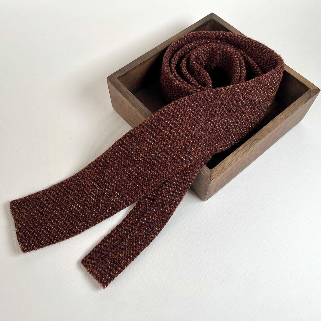 Cravatta per uomo, in lana marrone bruciato e ruggine principe di Galles, cravatta invernale, cravatte uomo,idea regalo per uomo, sartoriale