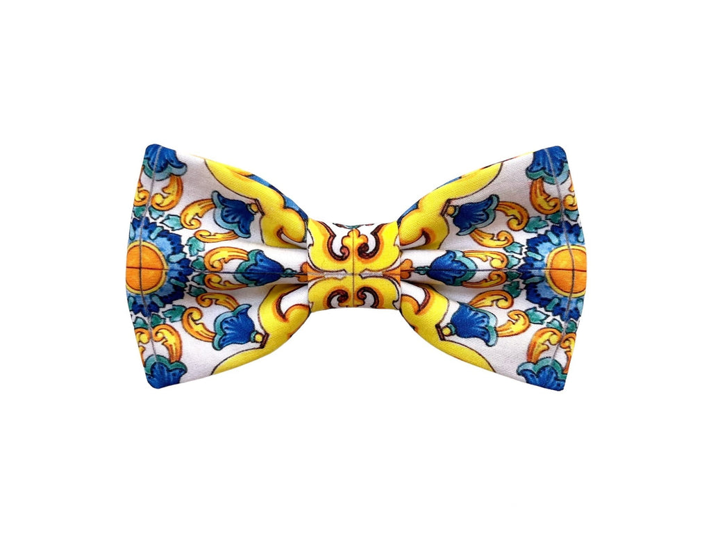 Maiolica napoletana Papillon e Pochette per uomo,cerimonia sposo,matrimonio stile siciliano,matrimonio stile napoletano,regalo testimoni