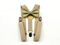 Nœud papillon vert olive et bretelles beiges pour garçon, nœud papillon vert pour garçon, bretelles garçon d'honneur mariage, bretelles bébé garçon, baptême