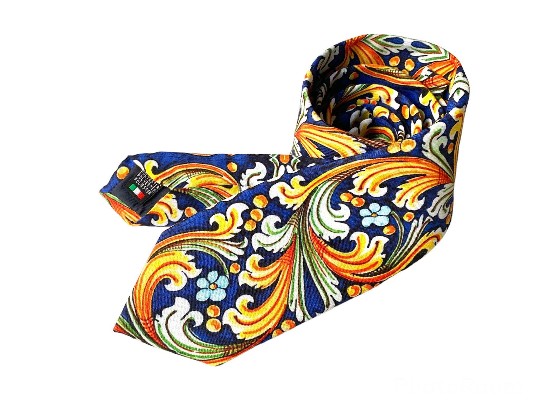 Cravatta floreale blu da uomo, maiolica siciliana, cravatta da sposo per sposo, cravatte uomo, matrimonio siciliano, regalo per lui, sicilia